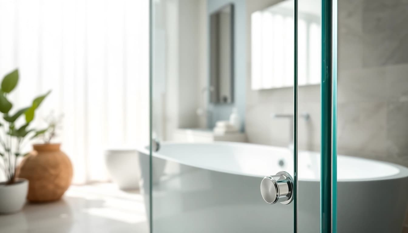 Showcasing modern shower screens semi frameless in a beautifully lit bathroom.