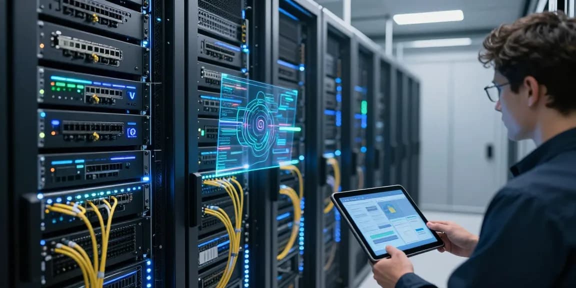 IPTV UK services in a modern data centre showcasing advanced server infrastructure and robust technology solutions.
