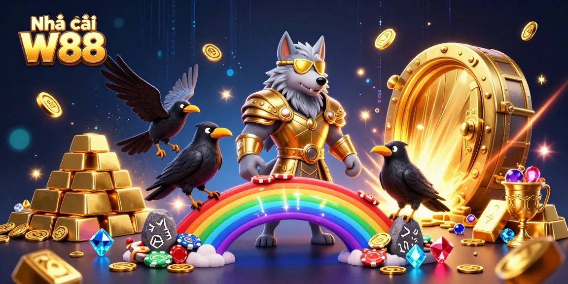 Engage with Nhà cái W88's vibrant 3D casino universe featuring Odin and treasures!