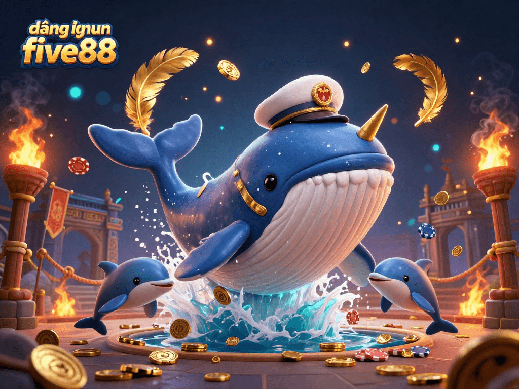 Experience the excitement of đăng nhập five88 with captivating 3D casino elements showcasing lively marine characters.