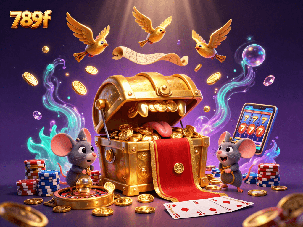 Experience thrilling gaming action at 789f with vibrant casino elements and festive animations.