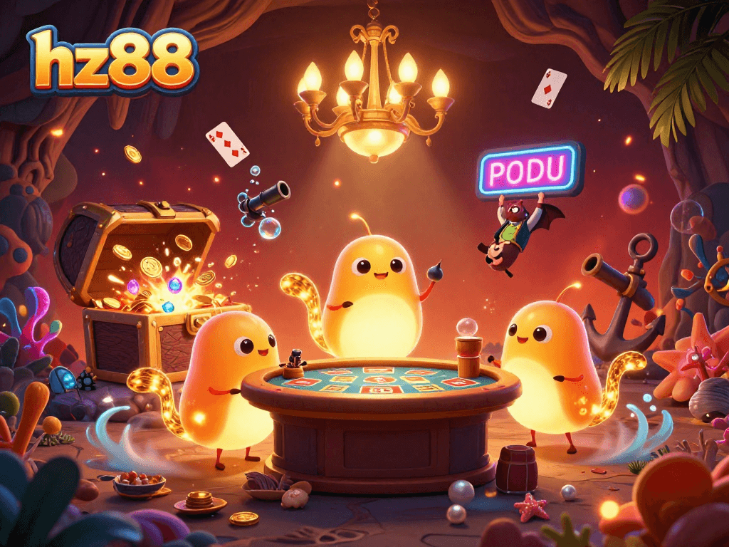 Illuminate your bets at hz88's cave casino with glowworms and vibrant treasures.