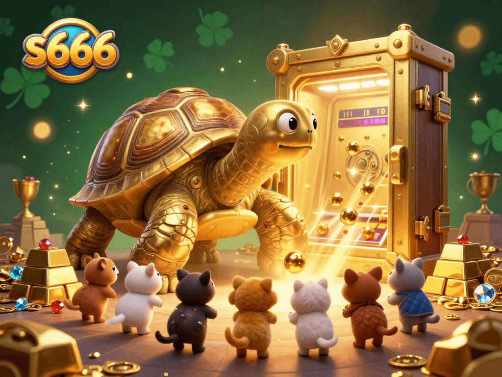 Play exciting games at s666 with a colossal golden tortoise pinball machine and treasures!