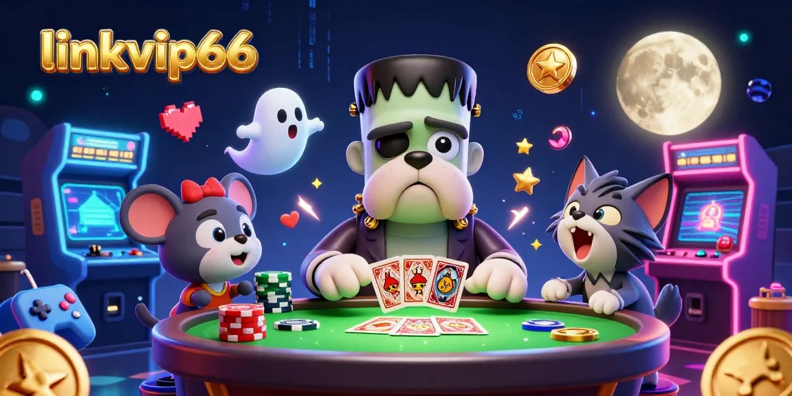 Experience the thrill of card dealing at linkvip66 with a spooky twist and vibrant game elements.
