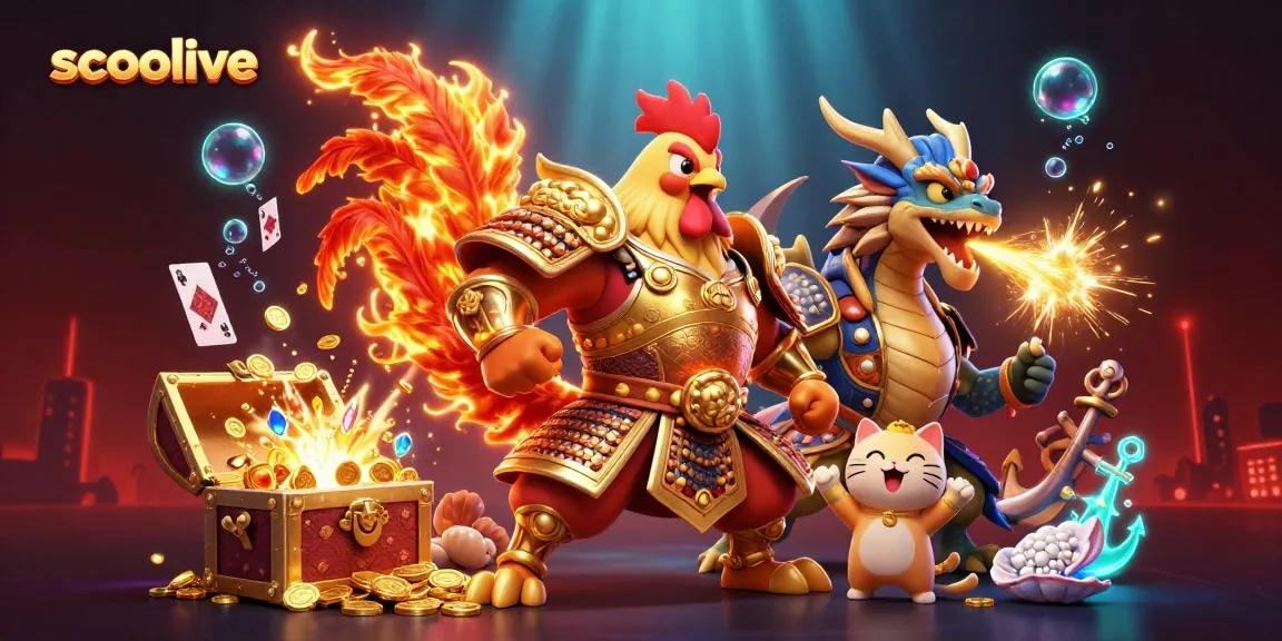 socolive enhances gaming experience with vivid dragon and rooster warriors amidst treasures