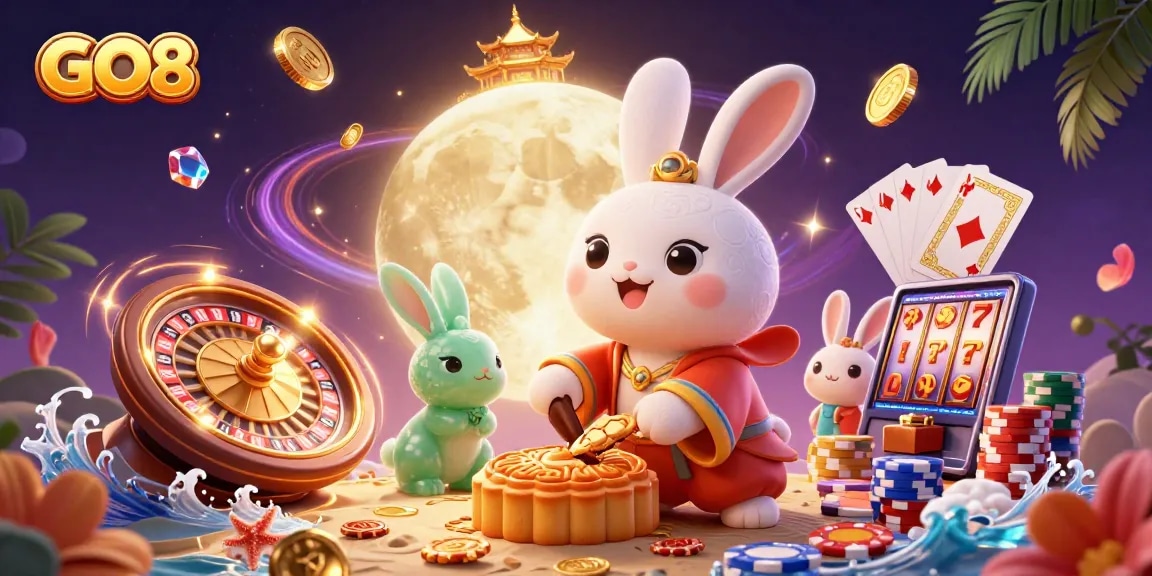 Experience the thrill of GO8 gaming with vibrant casino elements and dynamic characters.