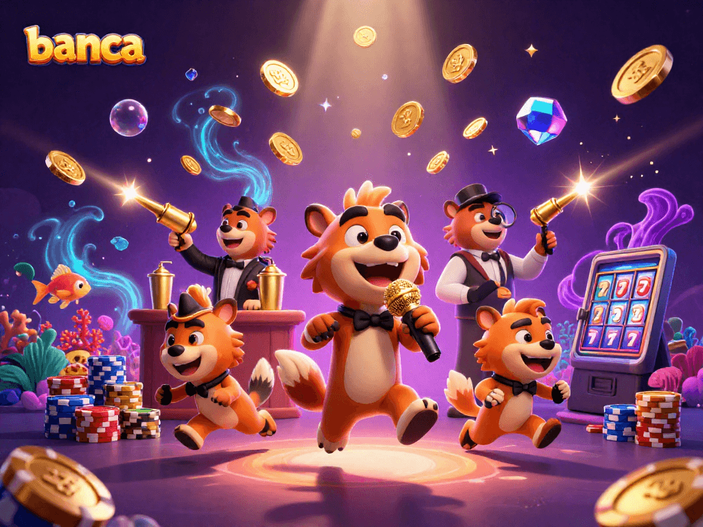 Banca showcases thrilling fish shooting action with hyenas in a vibrant casino scene, mixing fun and excitement.