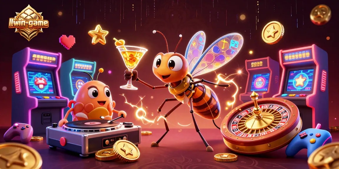 Experience thrilling gaming with llwin-game at this vibrant casino illustration featuring classic arcade elements.