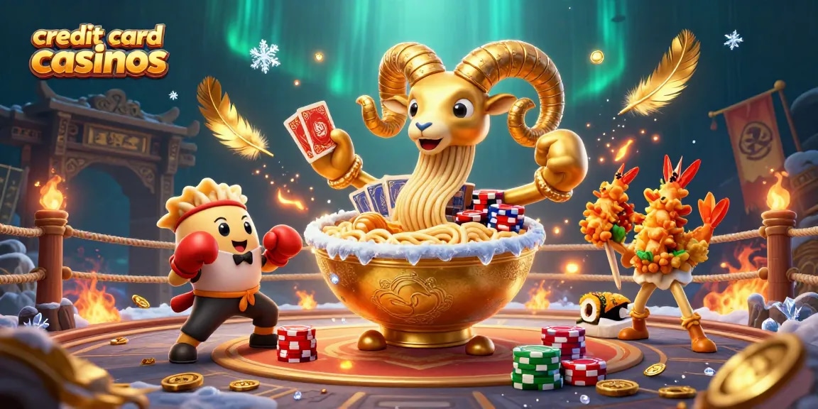 Experience the excitement of credit card casinos with vibrant characters in a dynamic casino scene.