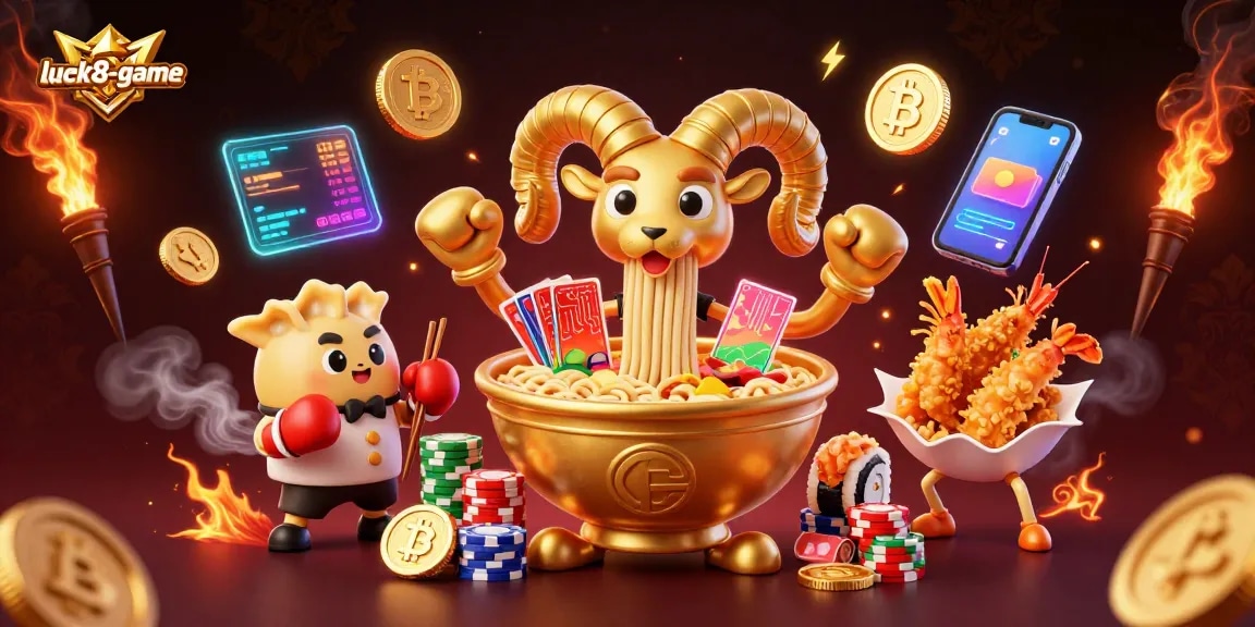 Experience the excitement of luck8-game with a vibrant 3D illustration featuring playful casino elements.