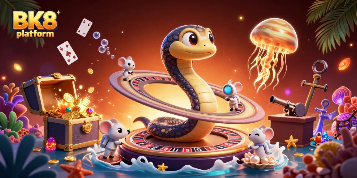 Experience the BK8 platform with gameplay excitement featuring unique cosmic characters and betting scenes.