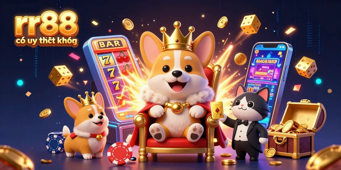 Experience the fun of rr88 có uy tín không with a lively 3D casino scene featuring vibrant characters and dynamic gaming elements.