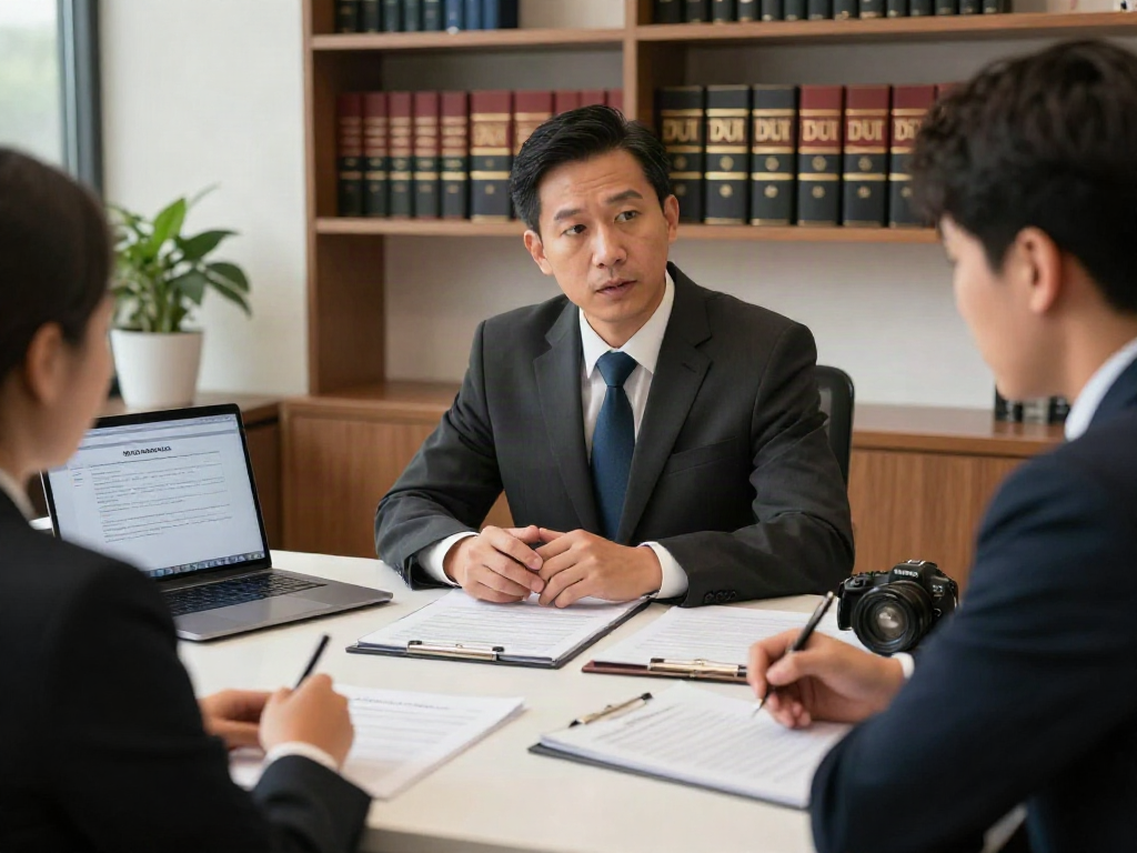 Best DUI lawyer in Cherokee County GA advising a client in a cozy legal office.