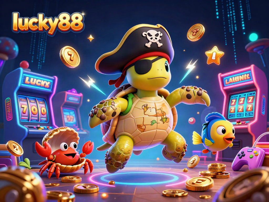 Engage with lucky88's exciting casino adventure featuring a colorful pirate scene with vibrant gaming elements.