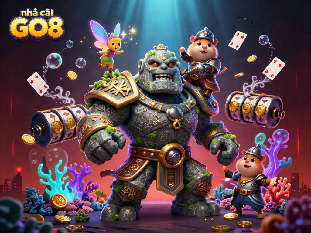 Win big at nhà cái GO8 with vibrant slot games and lively fairy magic in this enchanting casino scene.