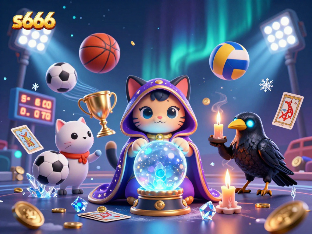 S666 enhances gaming fun with a vibrant scene featuring a mystic cat and thrilling sports elements.