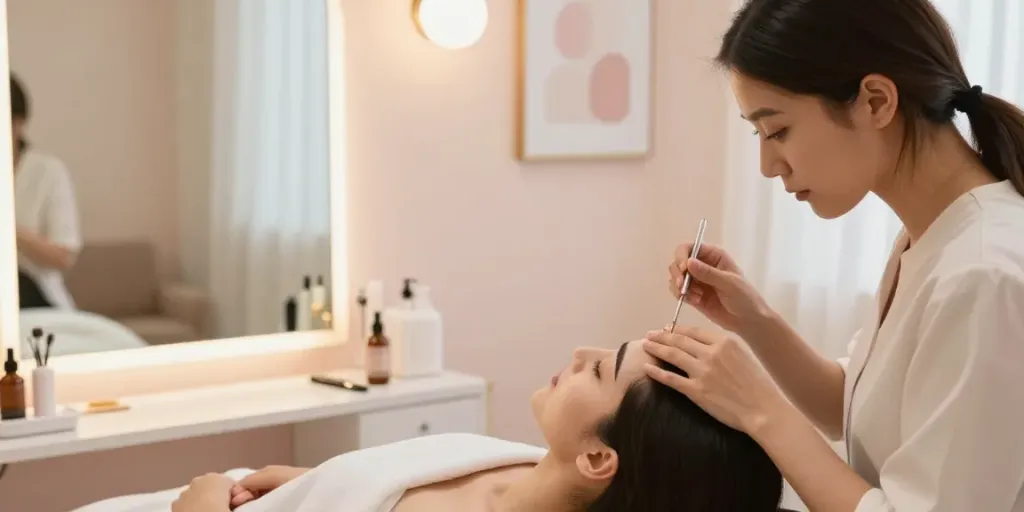 Eyebrow threading Colchester service in a tranquil beauty salon.