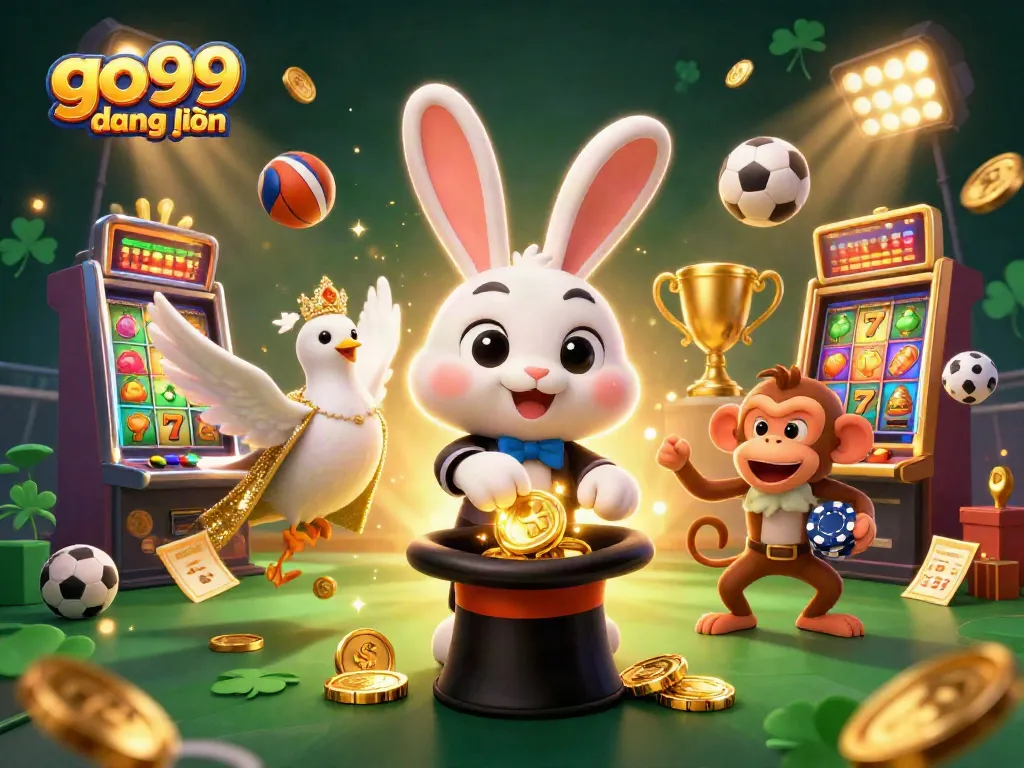 Experience go99 đăng nhập with this vibrant 3D illustration showcasing joyful characters and exciting casino elements.