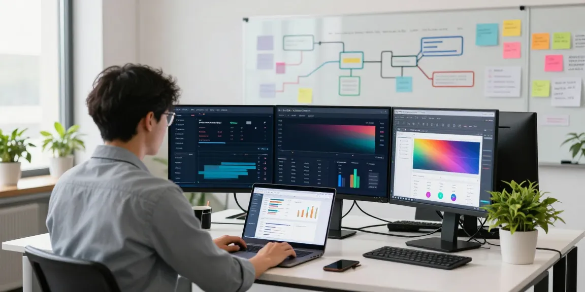 Digital marketer analyzing instant indexing data in a vibrant workspace.