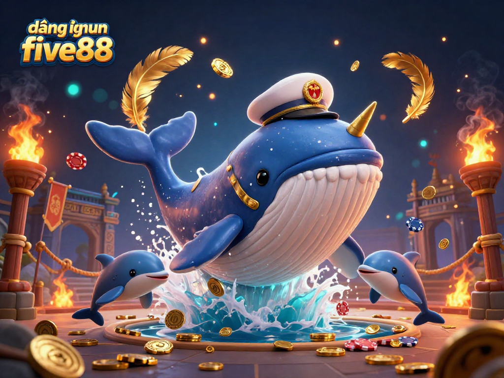 Experience the excitement of đăng nhập five88 with captivating 3D casino elements showcasing lively marine characters.