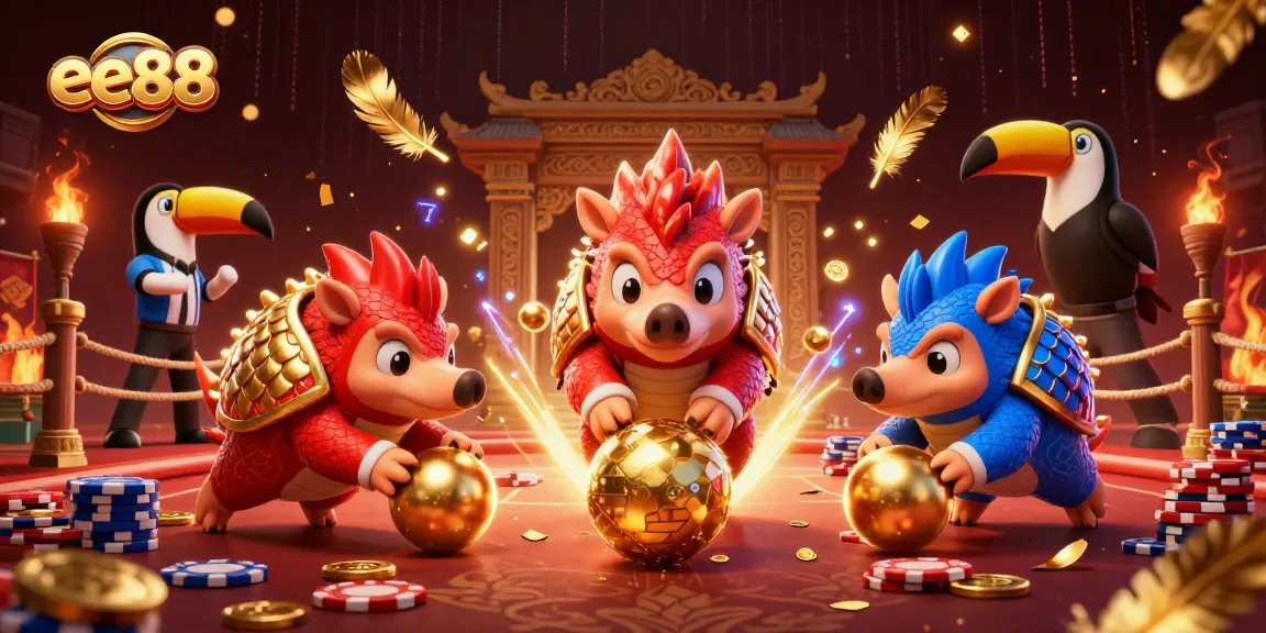 Engage with ee88's thrilling action as rival pangolins compete in a vibrant casino scene filled with excitement.