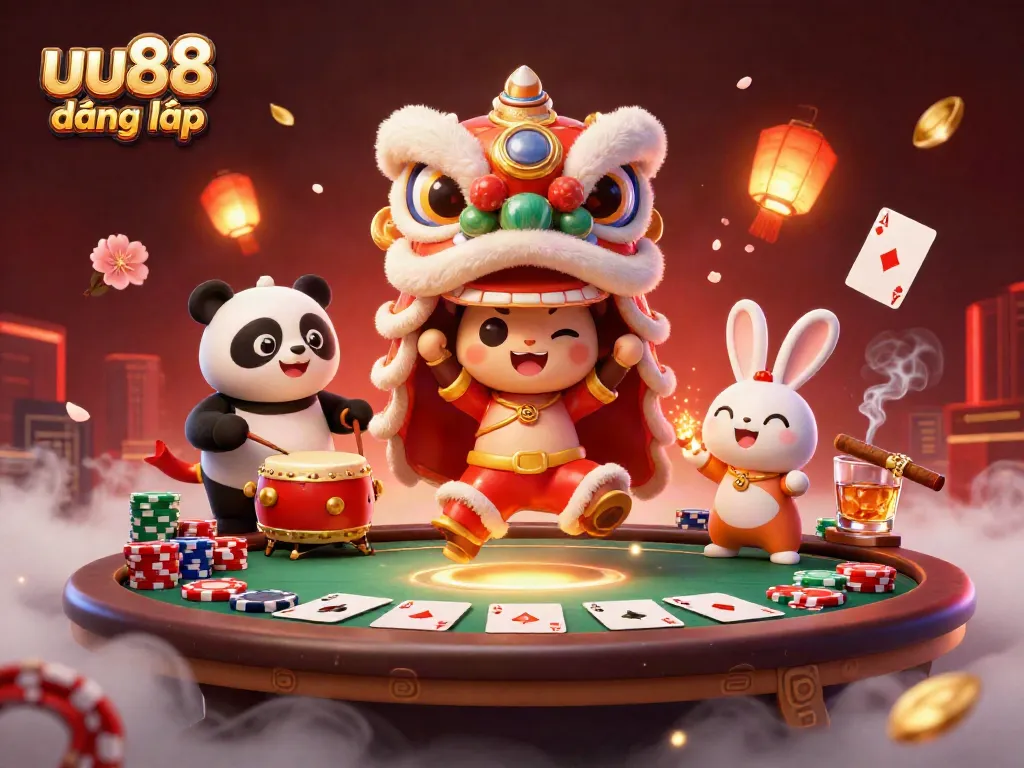 Experience the thrill of uu88 đăng nhập with vibrant casino characters and dynamic poker elements.