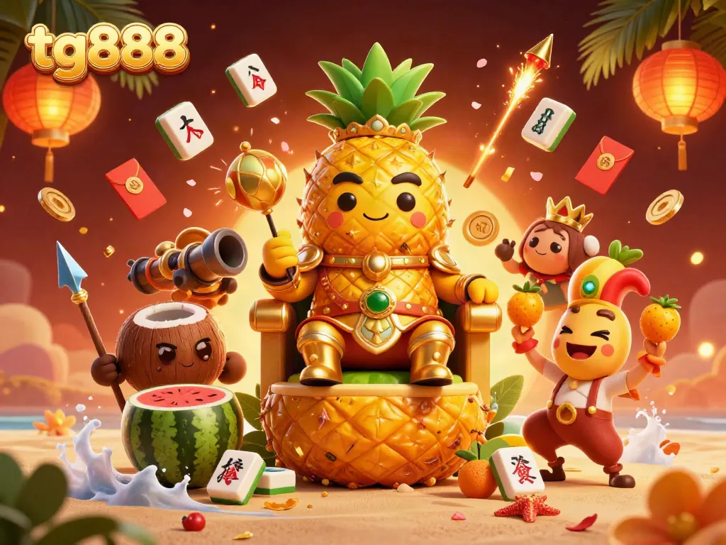 Engage in thrilling games at tg888, where the golden pineapple king reigns supreme over vibrant casino excitement.