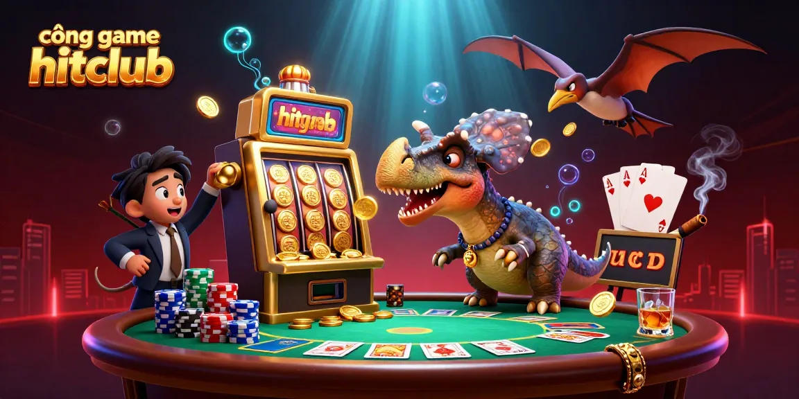 Experience thrilling moments at cổng game hitclub with dino characters celebrating big wins in a vibrant casino scene.