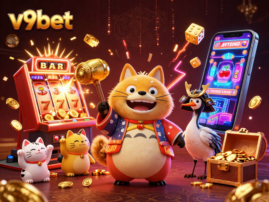Win big with v9bet's exciting 3D casino games featuring vibrant elements and cheerful characters.