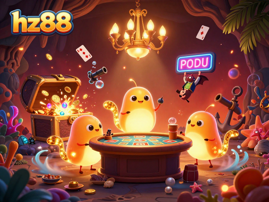 Illuminate your bets at hz88's cave casino with glowworms and vibrant treasures.