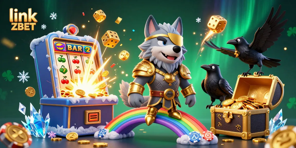 Experience the thrill at link ZBET with a 3D illustration of casino magic and jackpot excitement.