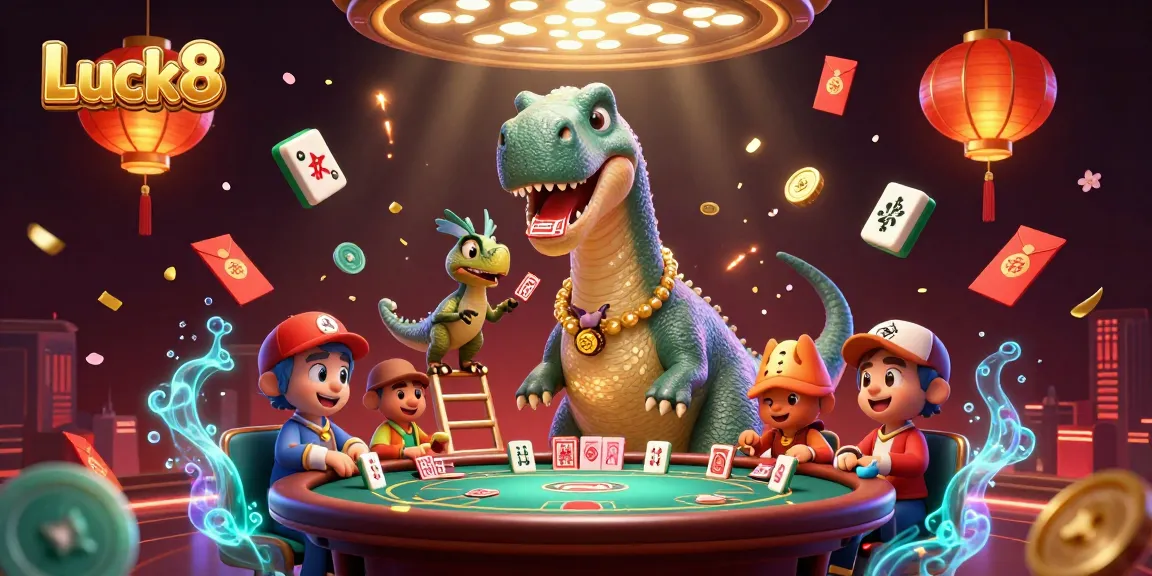 Experience Luck8’s dynamic online casino scene with giant characters and engaging game elements.