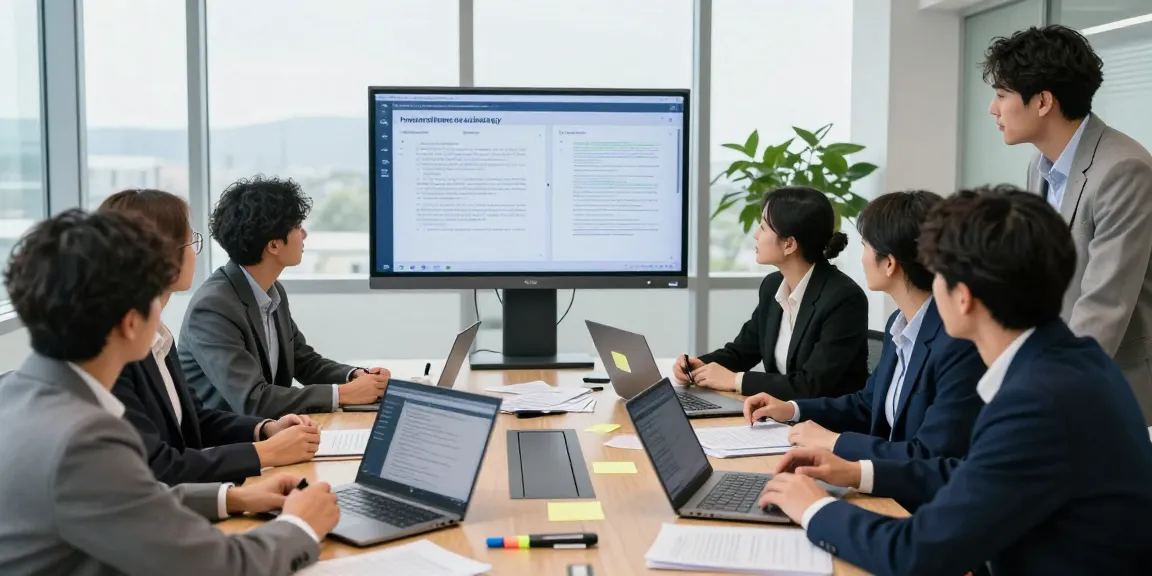 Team analyzing document fraud detection strategies in a modern conference room.