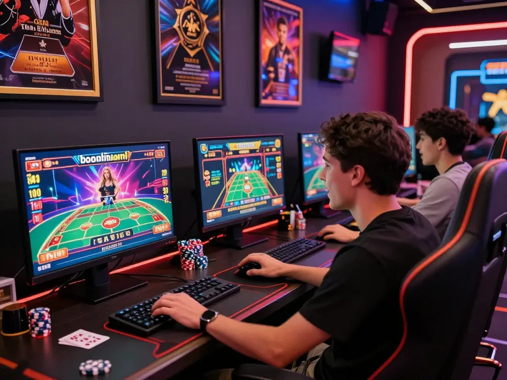 Excited player enjoying the bomwin online gaming platform with vibrant visuals and engaging atmosphere