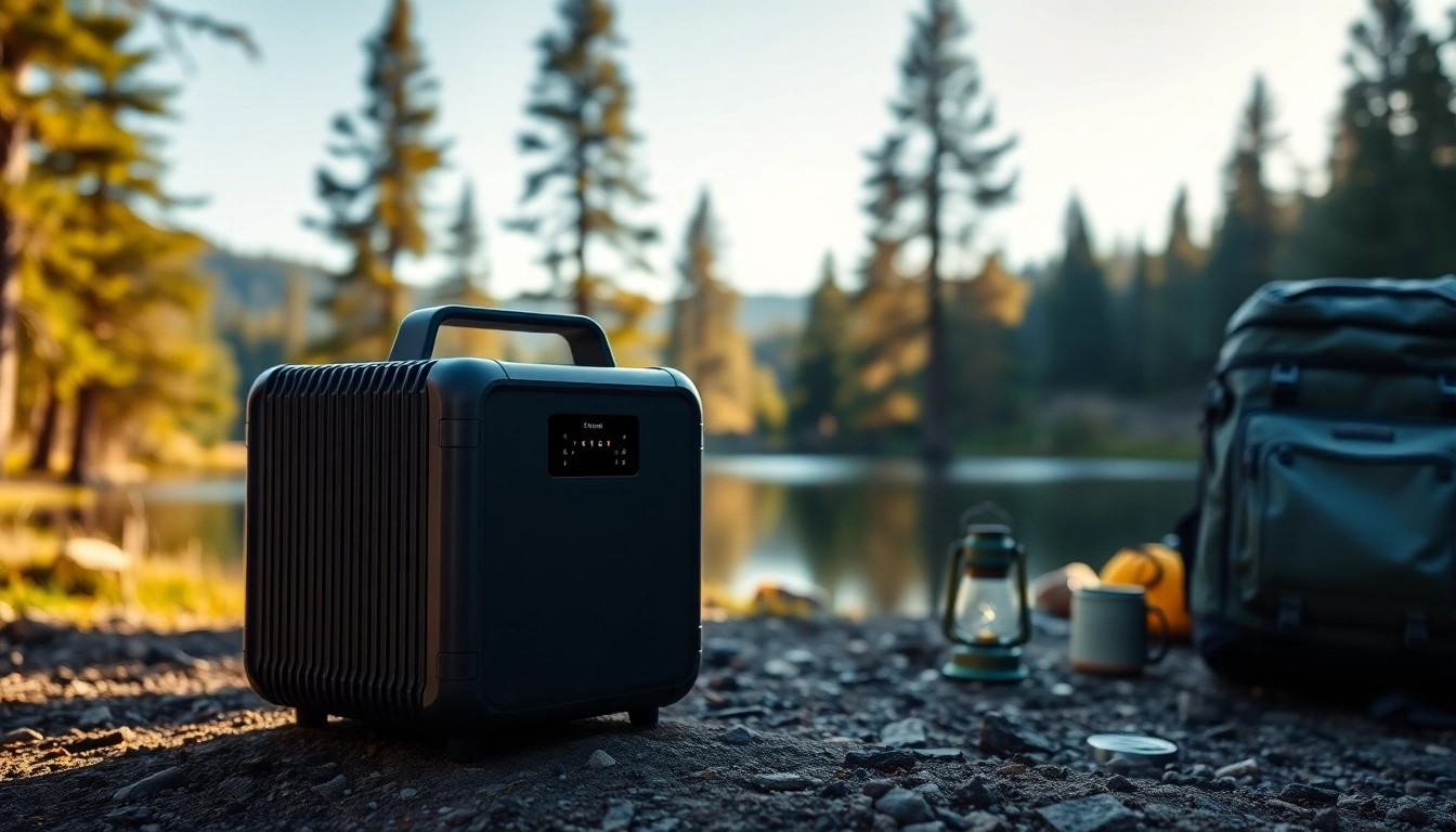EcoFlow power station illuminating a camping site with natural beauty.