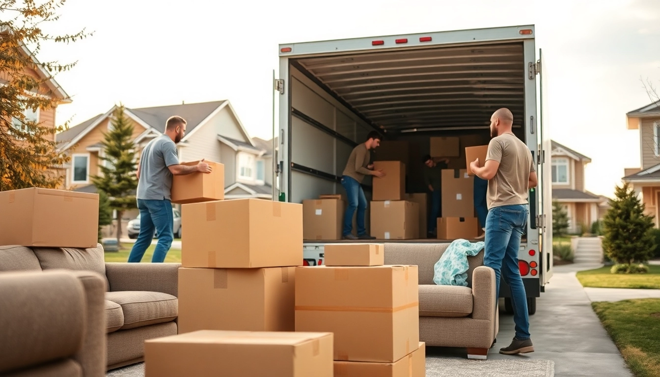 Long distance movers Calgary helping a family pack boxes during relocation.