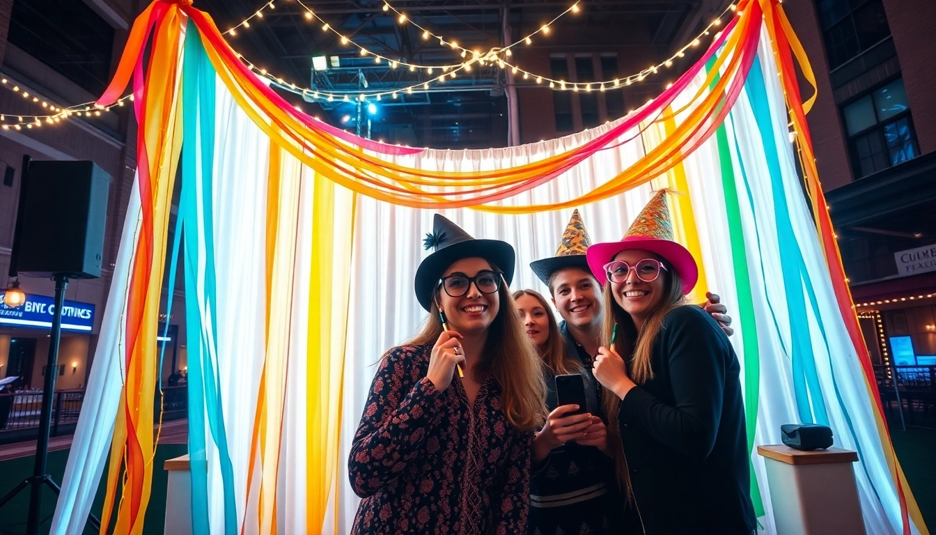 Experience the joy of photo booth rental chicago with a vibrant setup at a lively event.