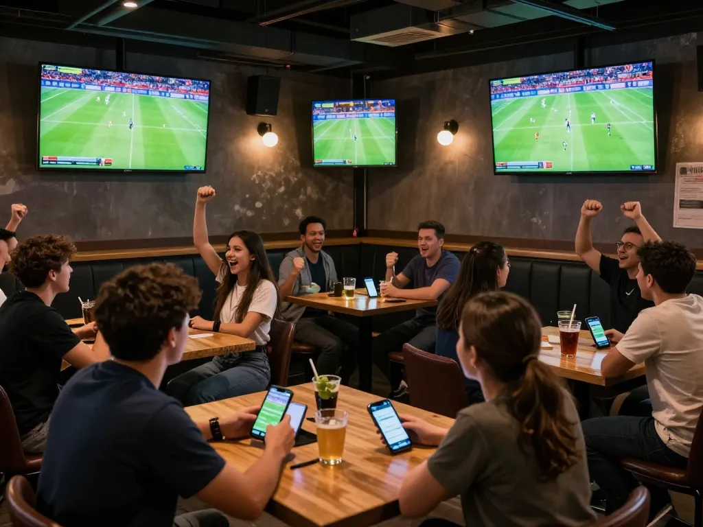 Socolive offers exciting sports betting experiences with fans enjoying live football matches at a modern sports bar.