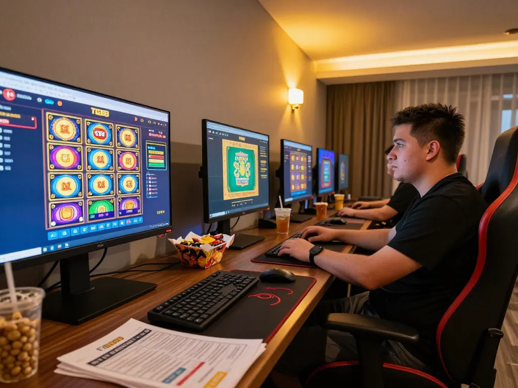 Engaging gameplay on TG88 online casino as player interacts with vibrant slots and table games