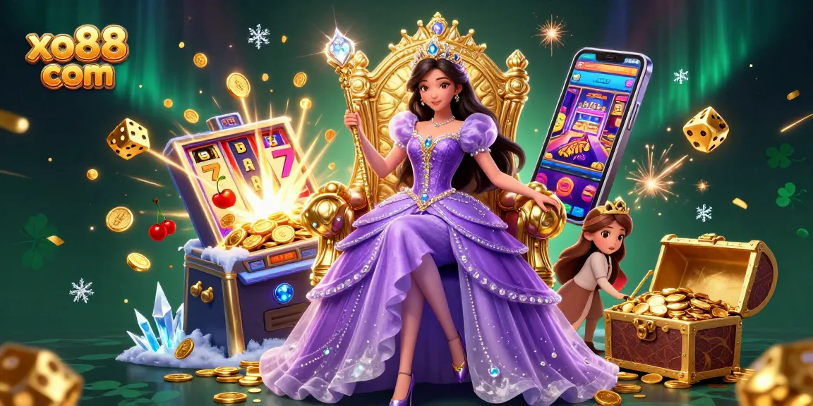 Engage in the excitement at xo88 com with a lavish casino illustration, featuring royal gameplay elements.