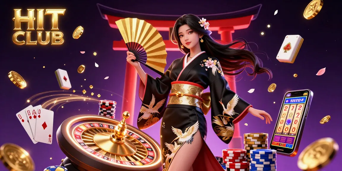 Engage with the HIT CLUB vibrant casino experience, featuring elegant characters and dynamic gaming elements.