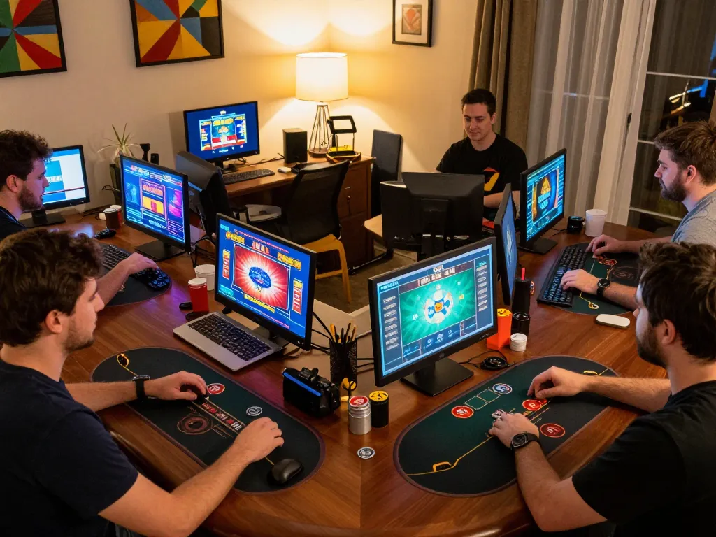 Players engaging in online gaming action on 789betss from the comfort of home during a strategic betting session