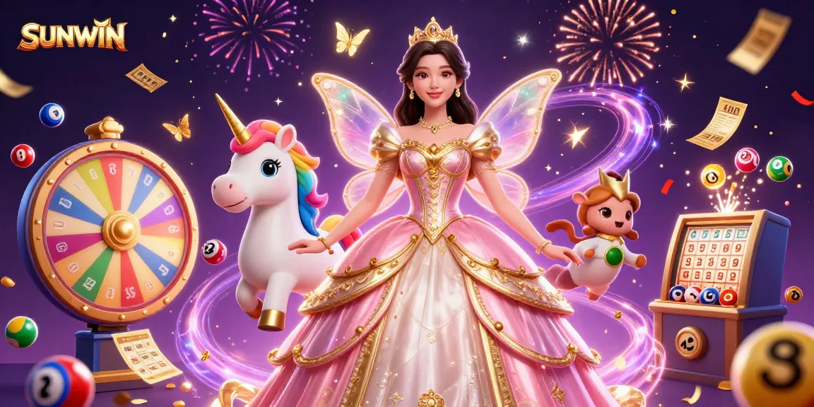 SUNWIN players enjoy thrilling online casino games amidst colorful, festive gambling elements.