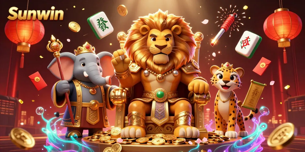 Participants spin jade coins and launch fireworks celebrating their wins at the Sunwin online casino.