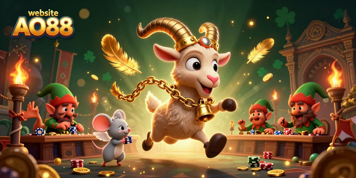 Experience fun at the website AO88 with Krampus and playful characters in a lively casino scene.