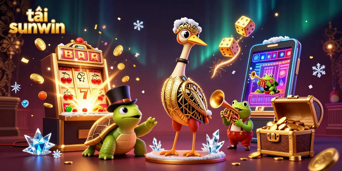 Play exciting games at tải sunwin with a vibrant 3D illustration showcasing a colorful casino scene.