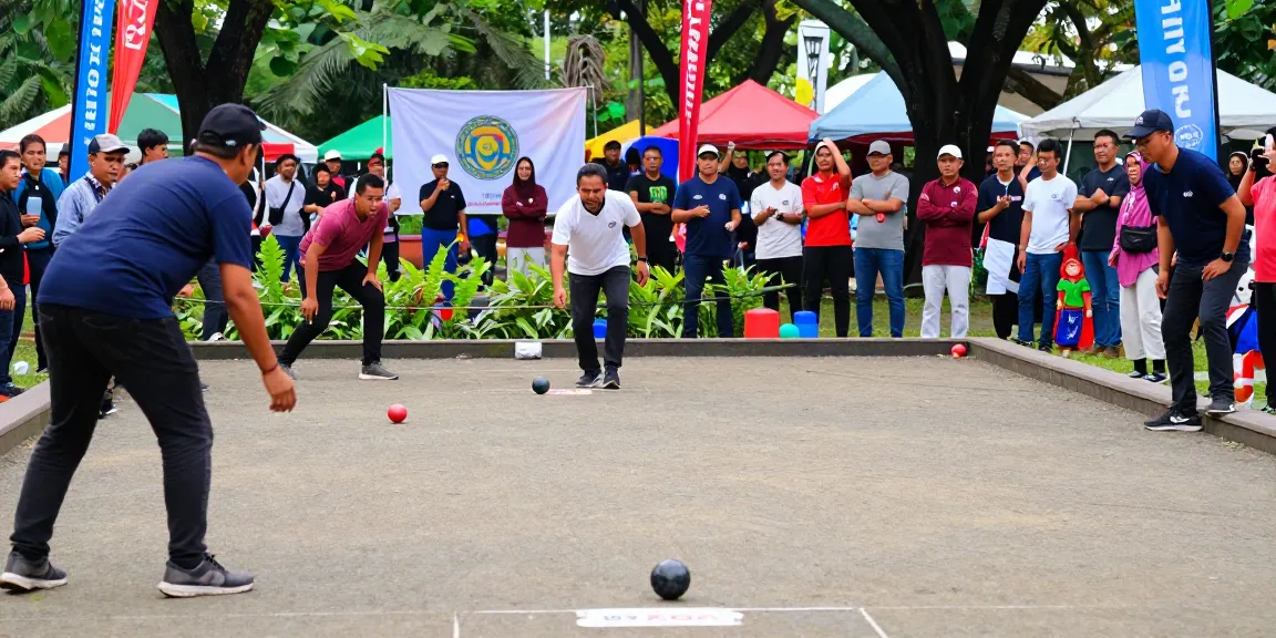 Exciting petanque tournament at fopikotamakassar.org in Makassar, featuring players in action with vivid community engagement