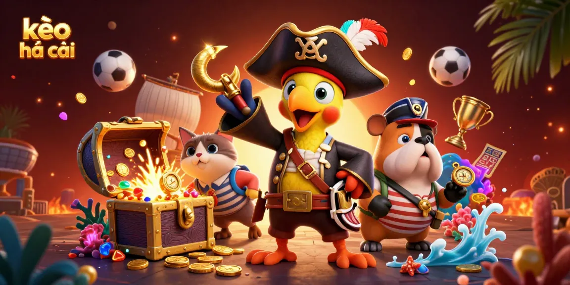 Engage with kèo nhà cái in a vibrant scene featuring a pirate captain and interactive gambling elements.