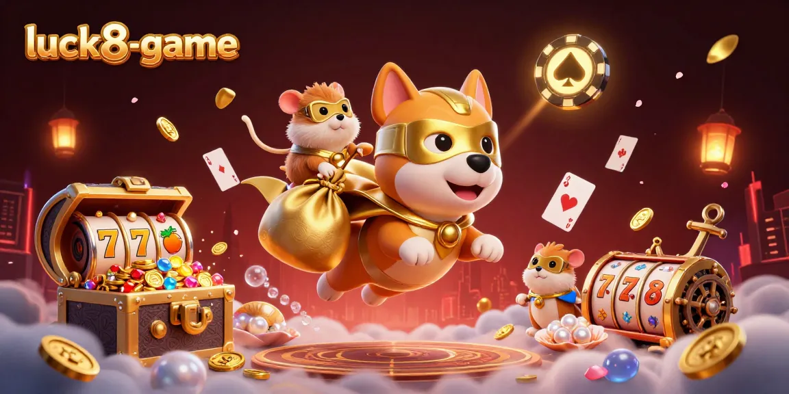 Engage with luck8-game as a superhero dog collects gold coins in a vibrant casino-themed adventure.