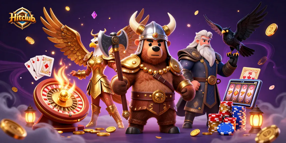 Hitclub offers exhilarating casino action with vibrant characters and gaming elements in a dynamic scene.